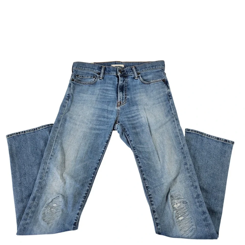 Abercrombie & Fitch Slim Straight Mens Jeans‎ 30x32 Medium Wash Blue Distressed